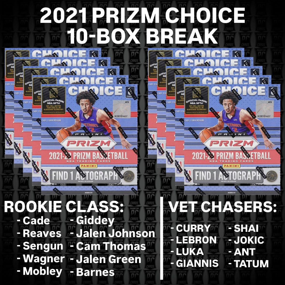 10-BOX 2021 PRIZM CHOICE Basketball - Pick Your Team (Sunday 12/7/25)