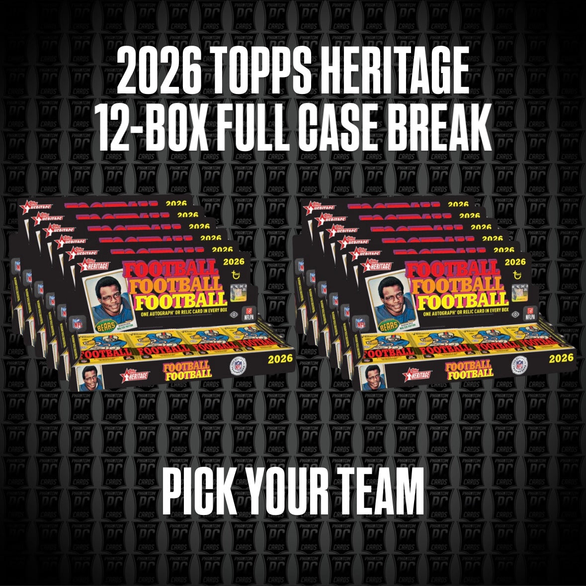 *NEW* 12-Box CASE 2026 Topps HERITAGE Hobby Football Break - Pick Your Team (Sunday 10/25/26)