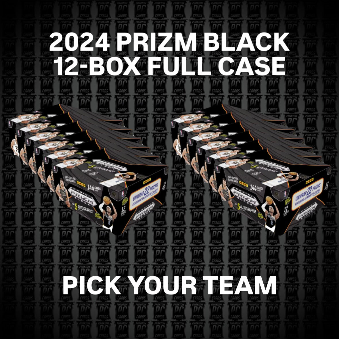 12-BOX FULL CASE 2024 Prizm BLACK HOBBY Basketball Break - Pick Your Team (Tuesday 10/7/25)