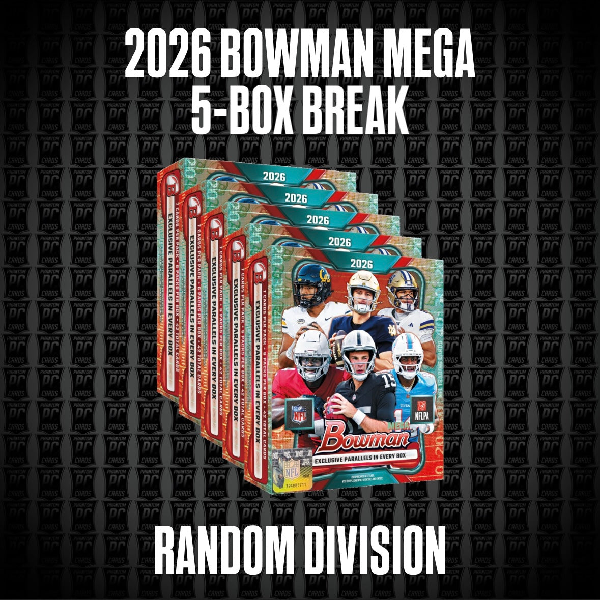 5-Box 2026 Bowman MEGA Football Break - Random Division/Conference (Thursday 10/22/26)