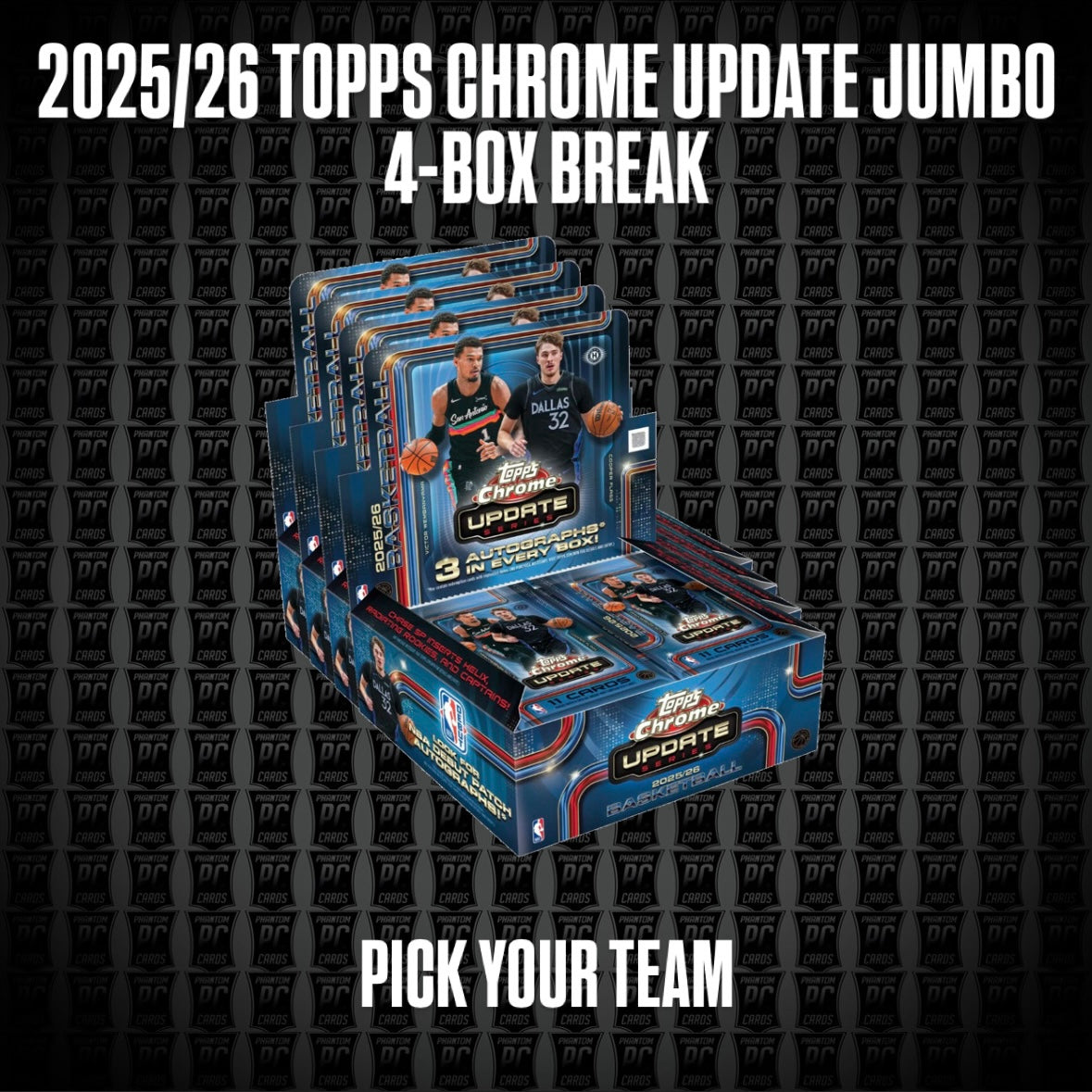 4-Box CASE 2025 Topps Chrome Update JUMBO Basketball Break - Pick Your Team (Sunday 8/9/26)